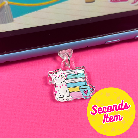 SECONDS: Cat Books & Coffee Kindle Charm