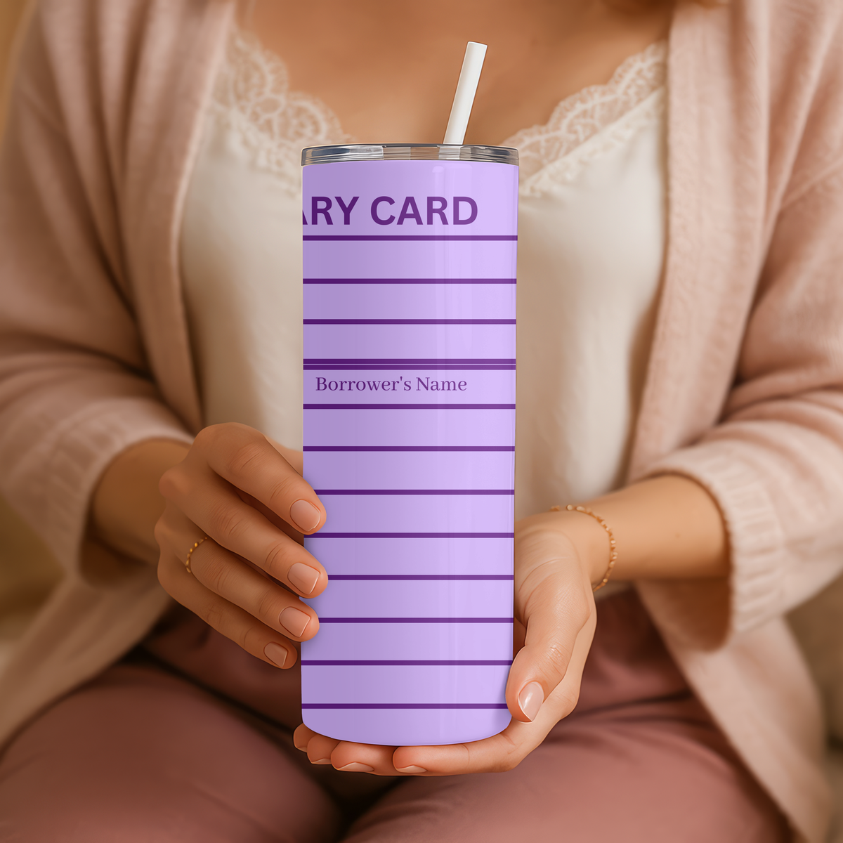 Purple Library Card Tumbler Wrap