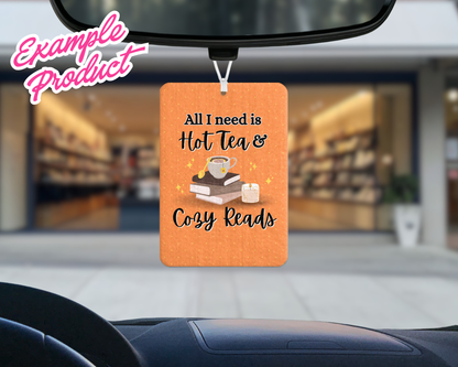 Hot Tea & Cozy Reads Car Freshener Design