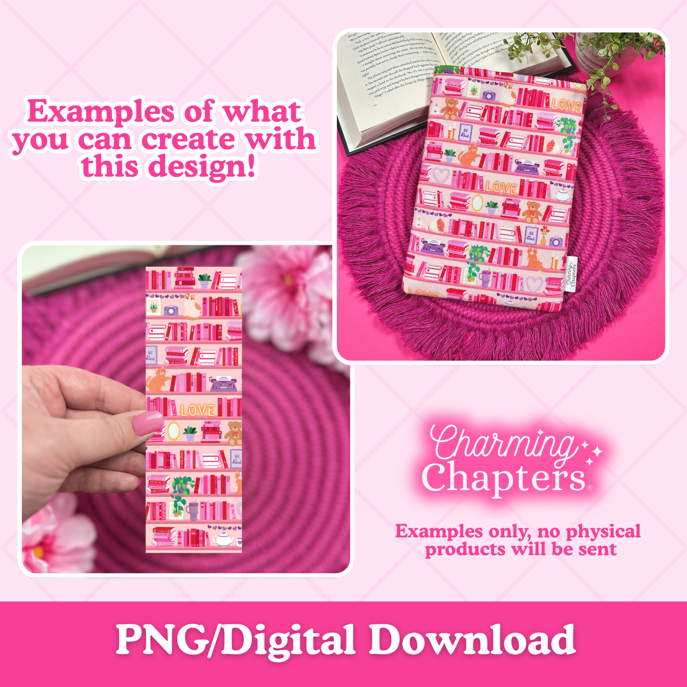 Romance Reader Bookshelf Seamless Pattern