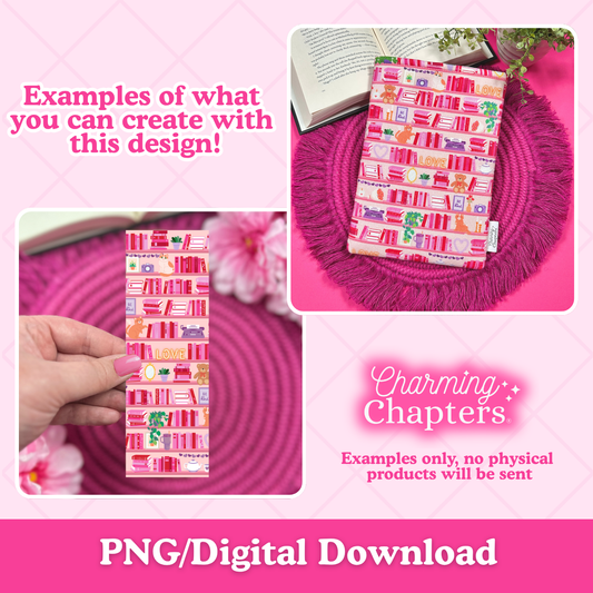 Romance Reader Bookshelf Seamless Pattern