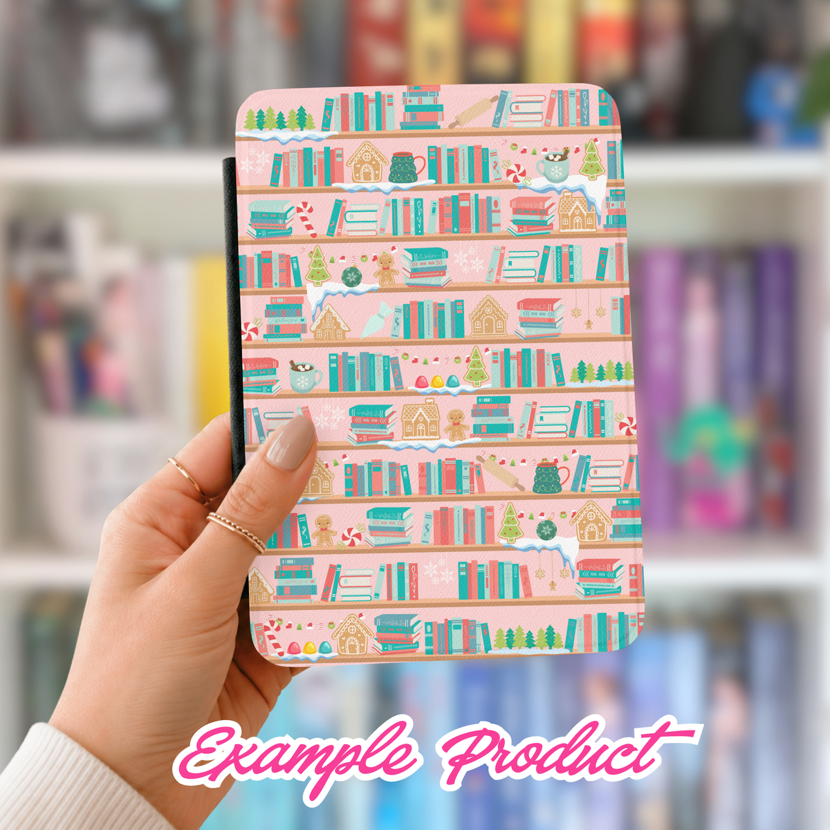 Gingerbread Bookshelf Seamless Pattern