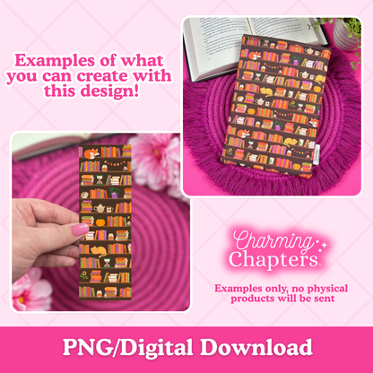 Autumn Bookshelf Seamless Pattern