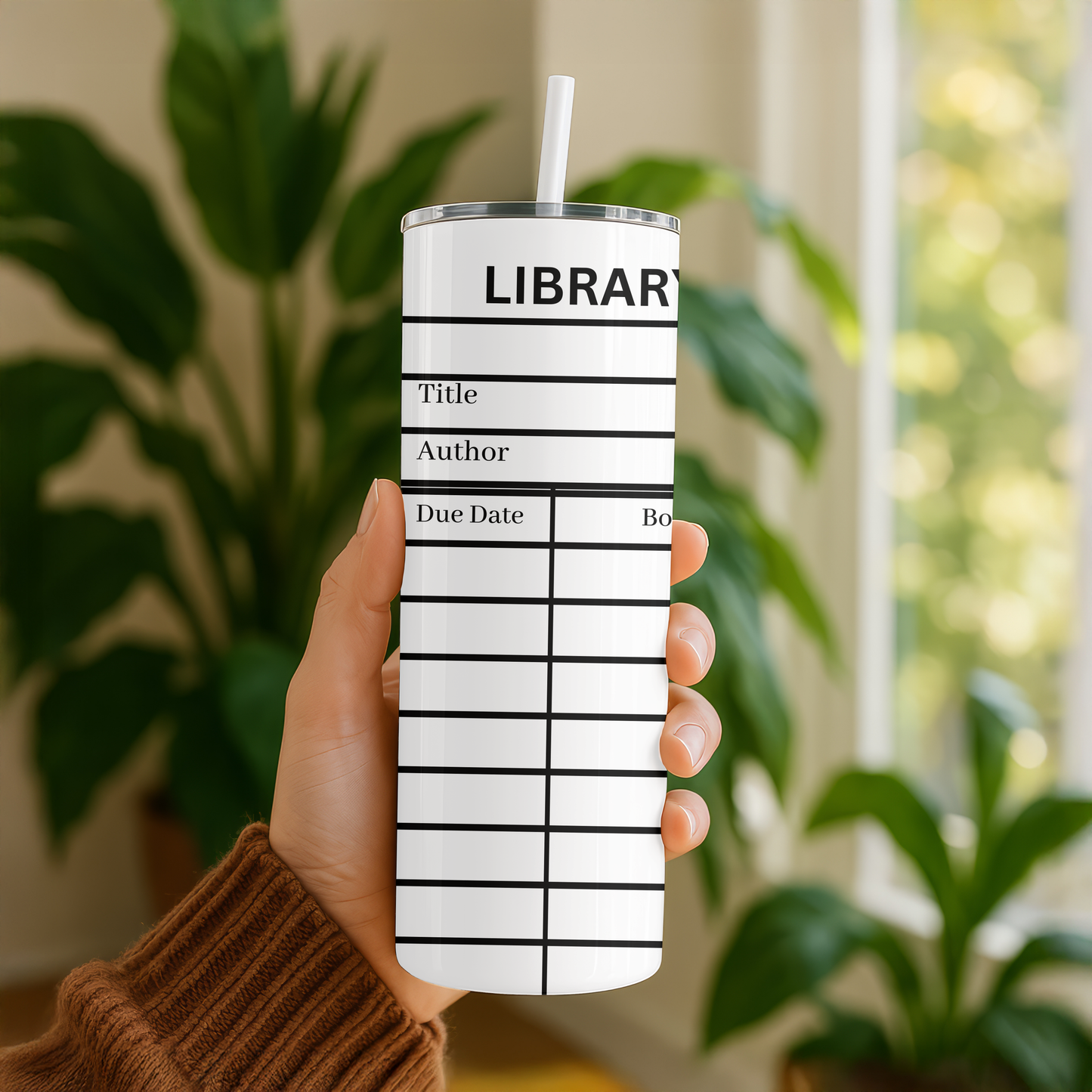White Library Card Tumbler Wrap