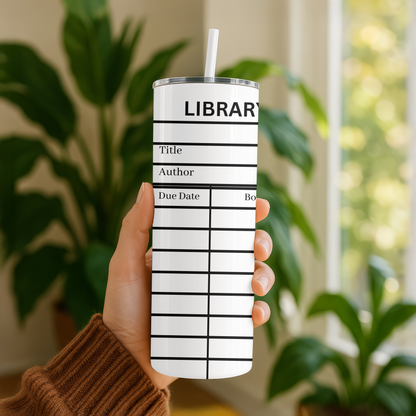 White Library Card Tumbler Wrap