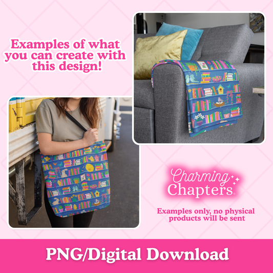 Spring Bookshelf Seamless Pattern