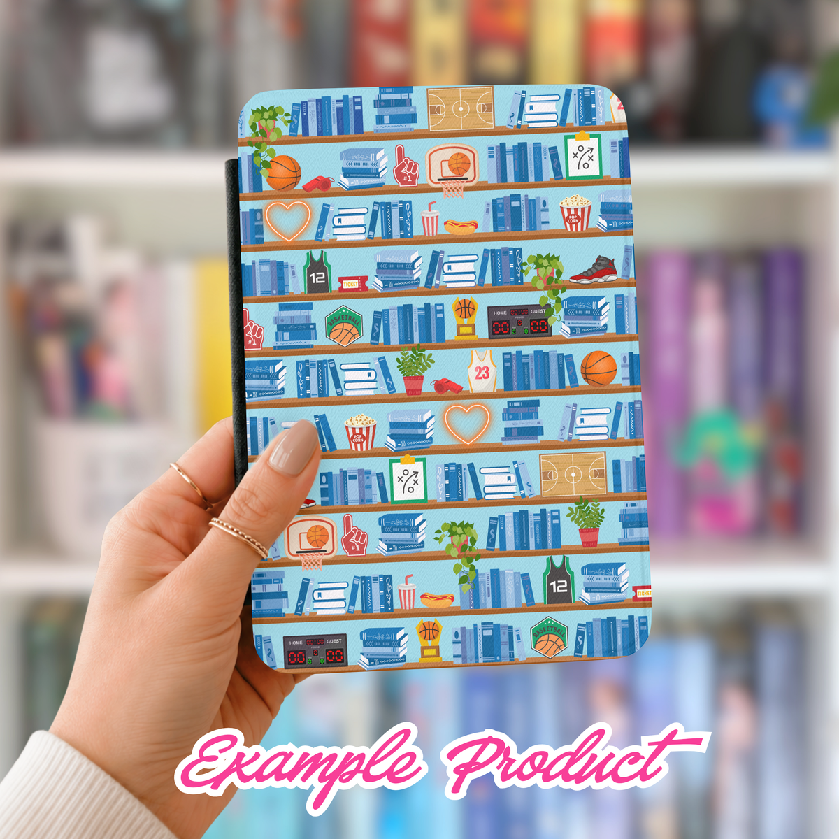 Basketball Romance Bookshelf Seamless Pattern
