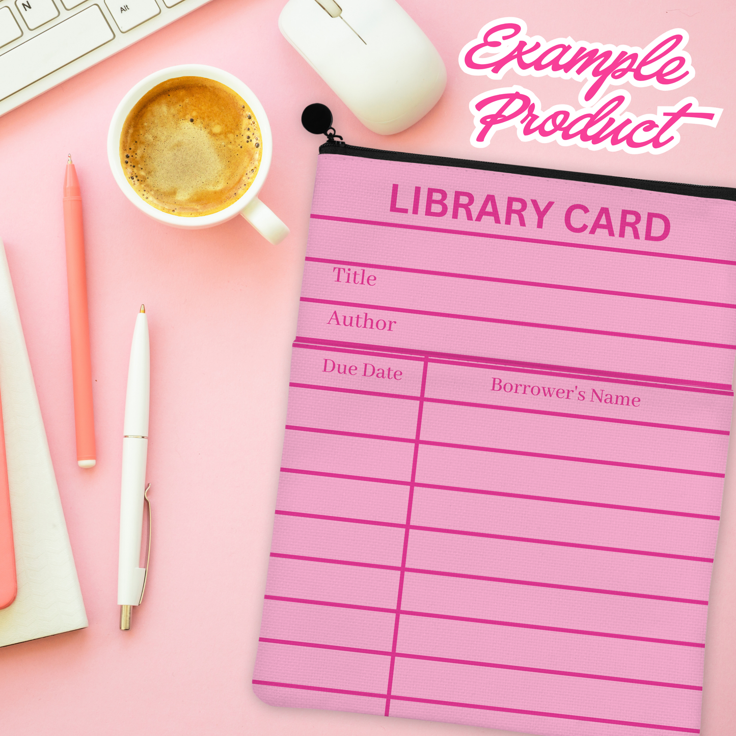 Pink Library Card Clipart