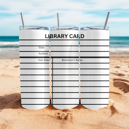 White Library Card Tumbler Wrap