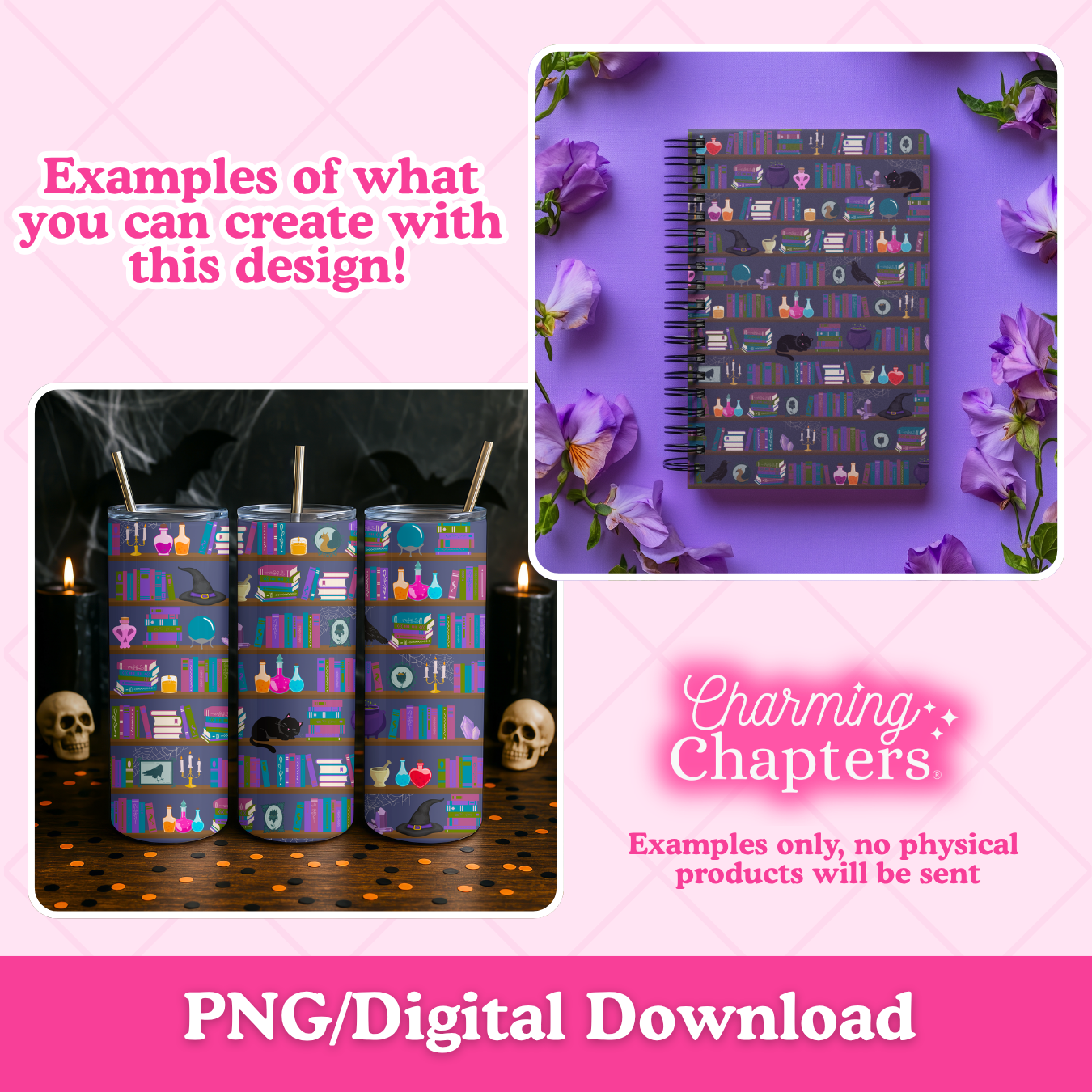 Dark Academia Bookshelf Seamless Pattern