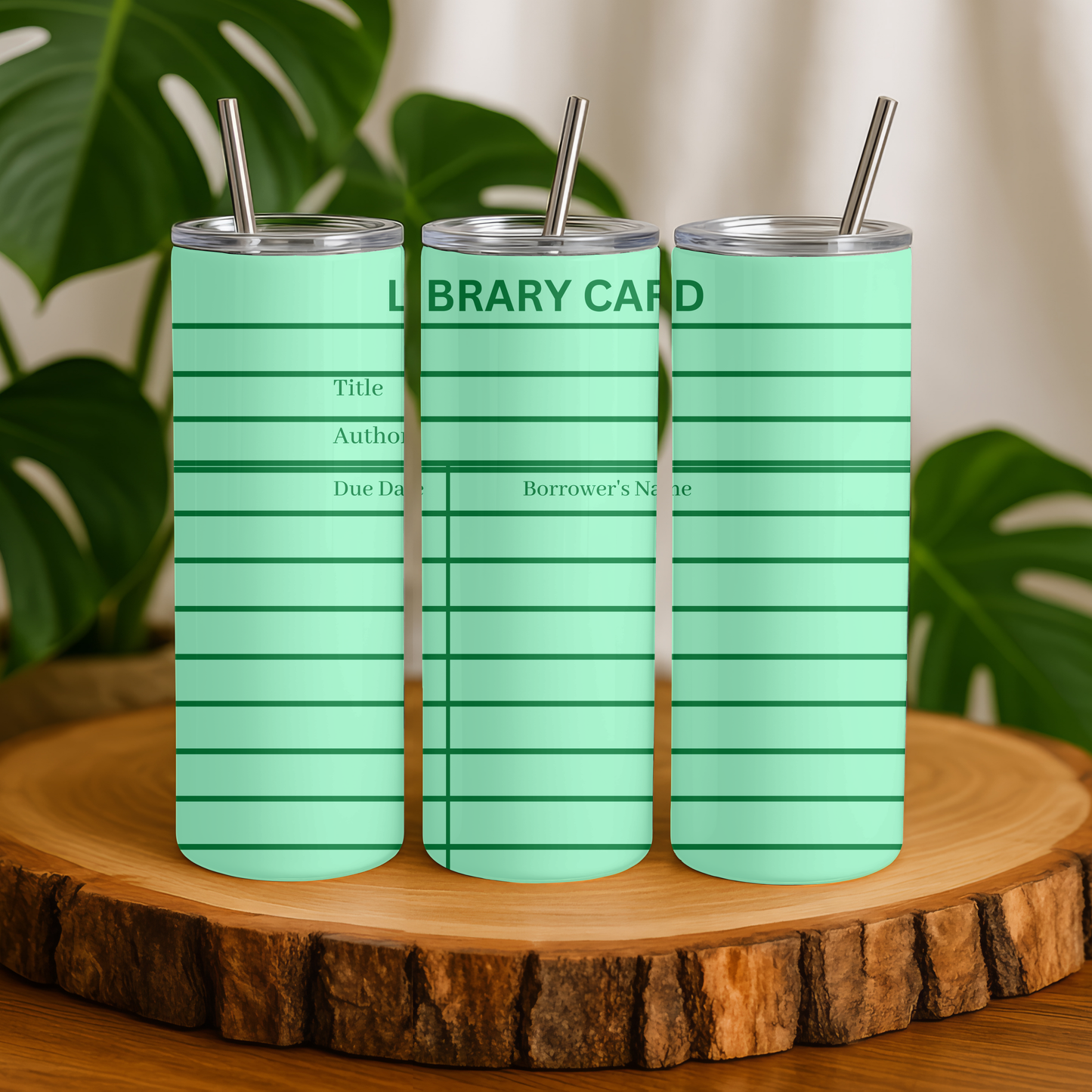Green Library Card Tumbler Wrap