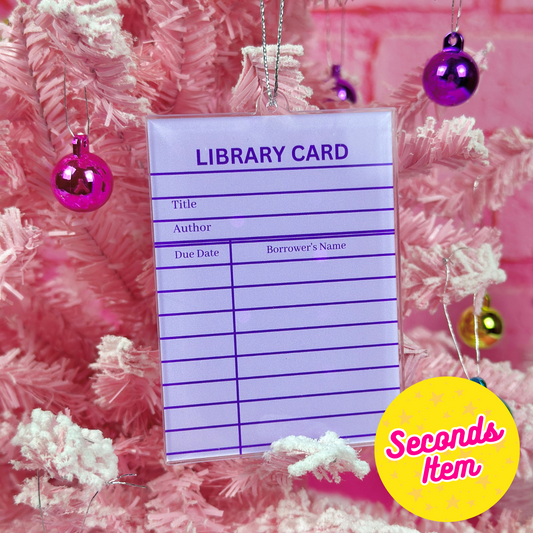 SECONDS: Purple Library Card Ornament