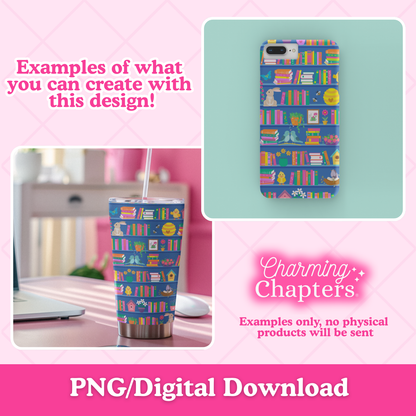 Spring Bookshelf Seamless Pattern