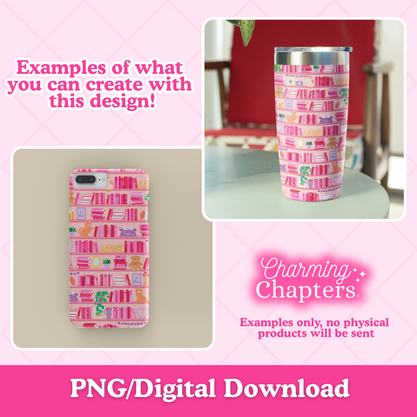 Romance Reader Bookshelf Seamless Pattern