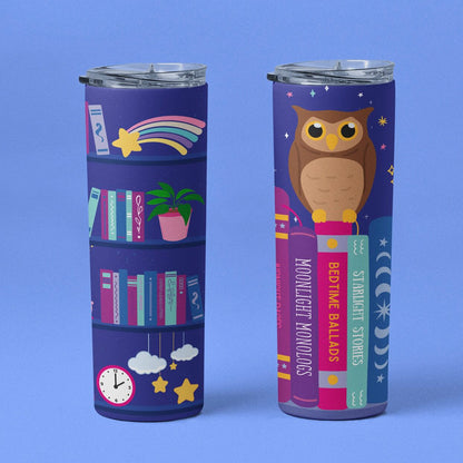 Late Night Reader Bookshelf Tumbler Wrap