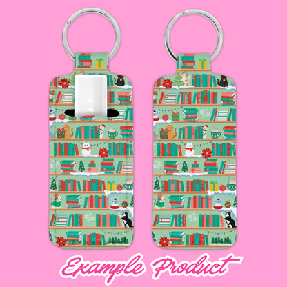 Christmas Cats Bookshelf Seamless Pattern