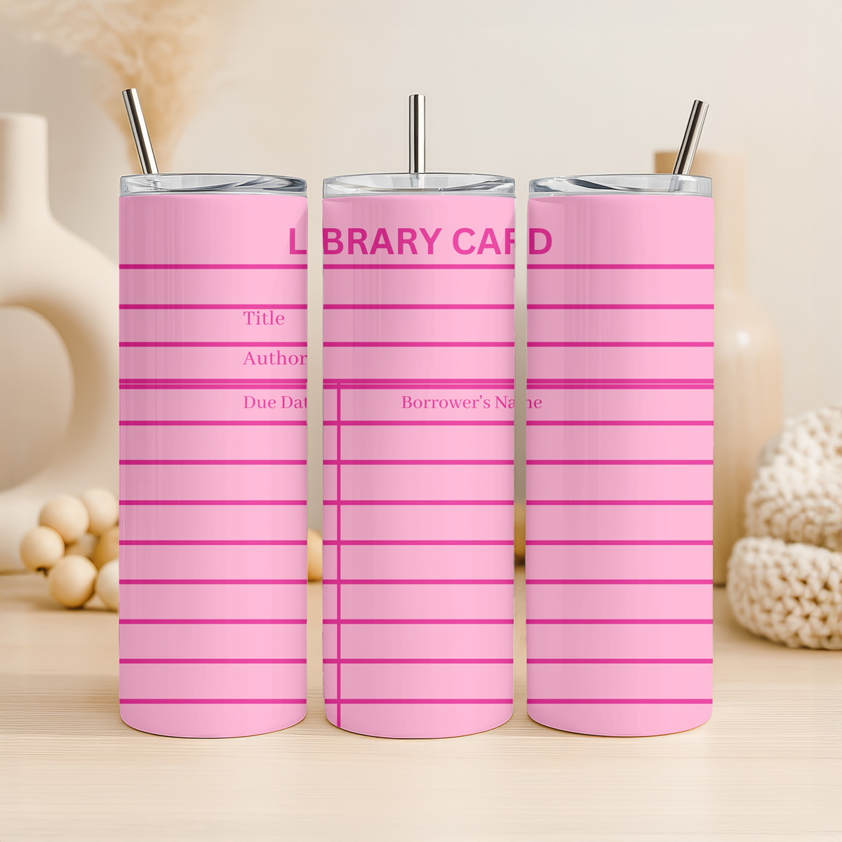 Pink Library Card Tumbler Wrap
