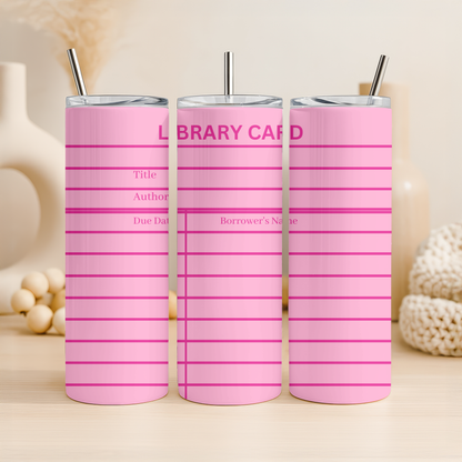 Pink Library Card Tumbler Wrap