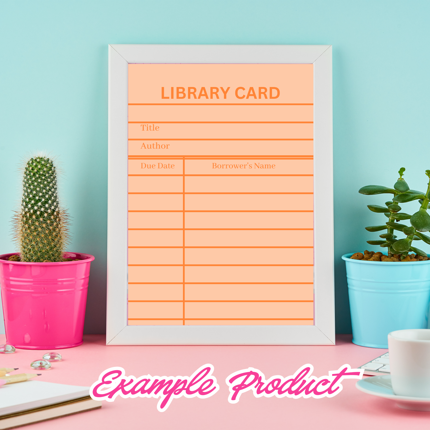 Orange Library Card Clipart