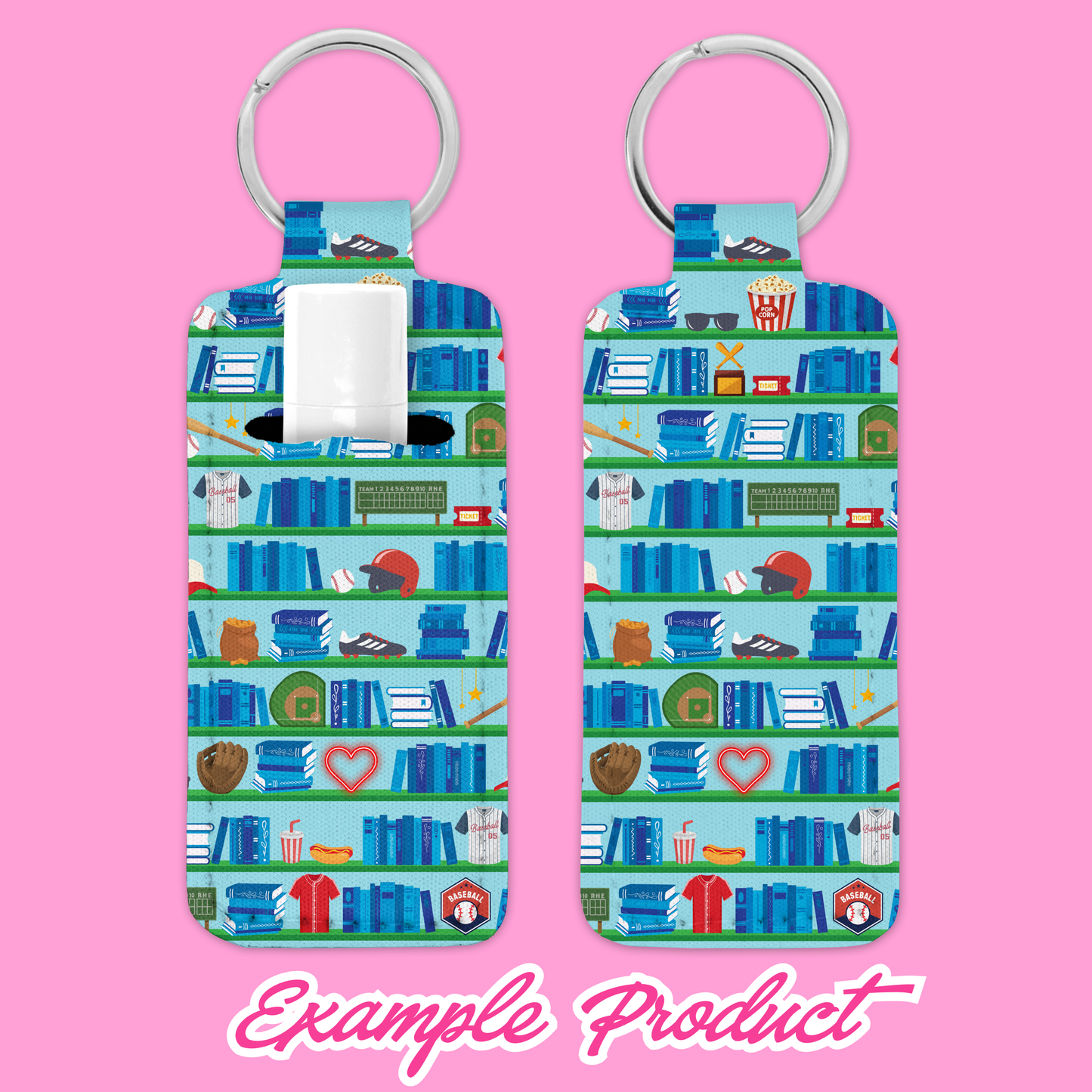 Baseball Romance Bookshelf Seamless Pattern