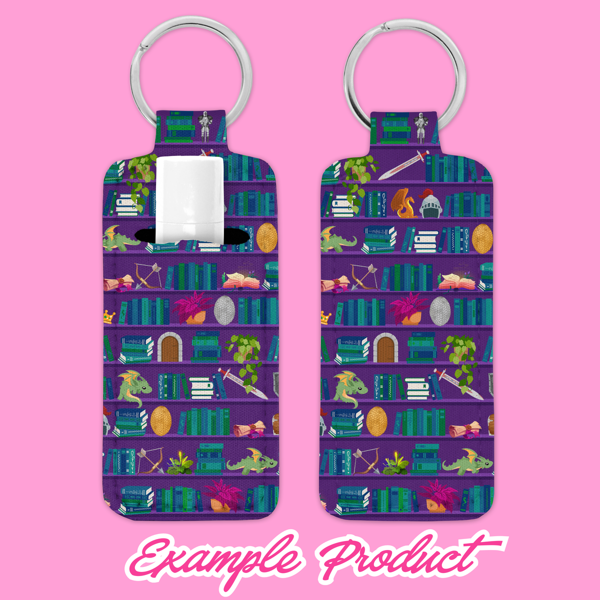 Purple Fantasy Bookshelf Seamless Pattern