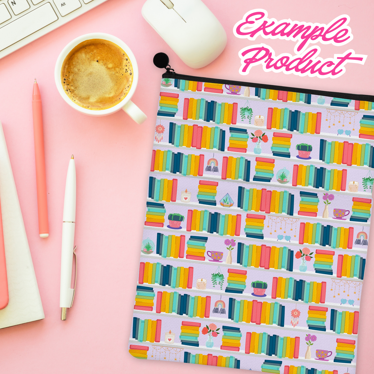 Rainbow Bookshelf Seamless Pattern