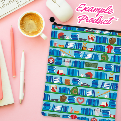 Baseball Romance Bookshelf Seamless Pattern