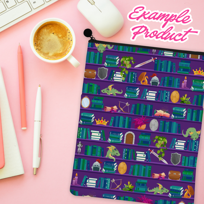 Purple Fantasy Bookshelf Seamless Pattern