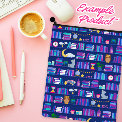 Late Night Reader Bookshelf Seamless Pattern