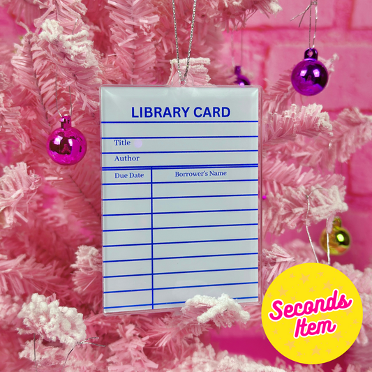 SECONDS: Blue Library Card Ornament