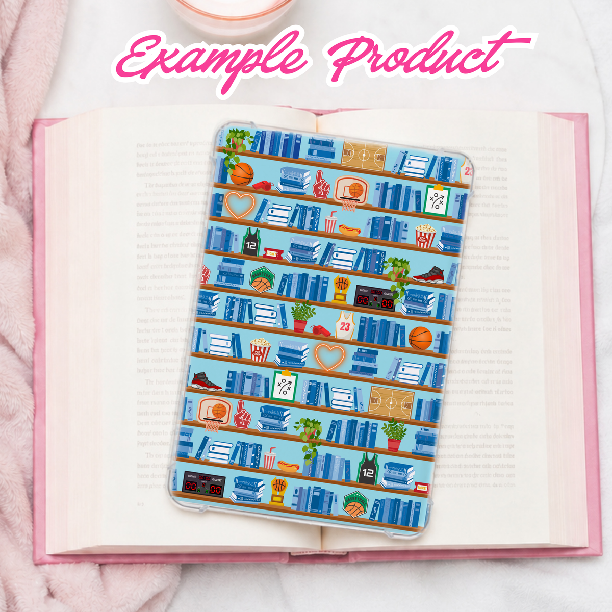 Basketball Romance Bookshelf Seamless Pattern