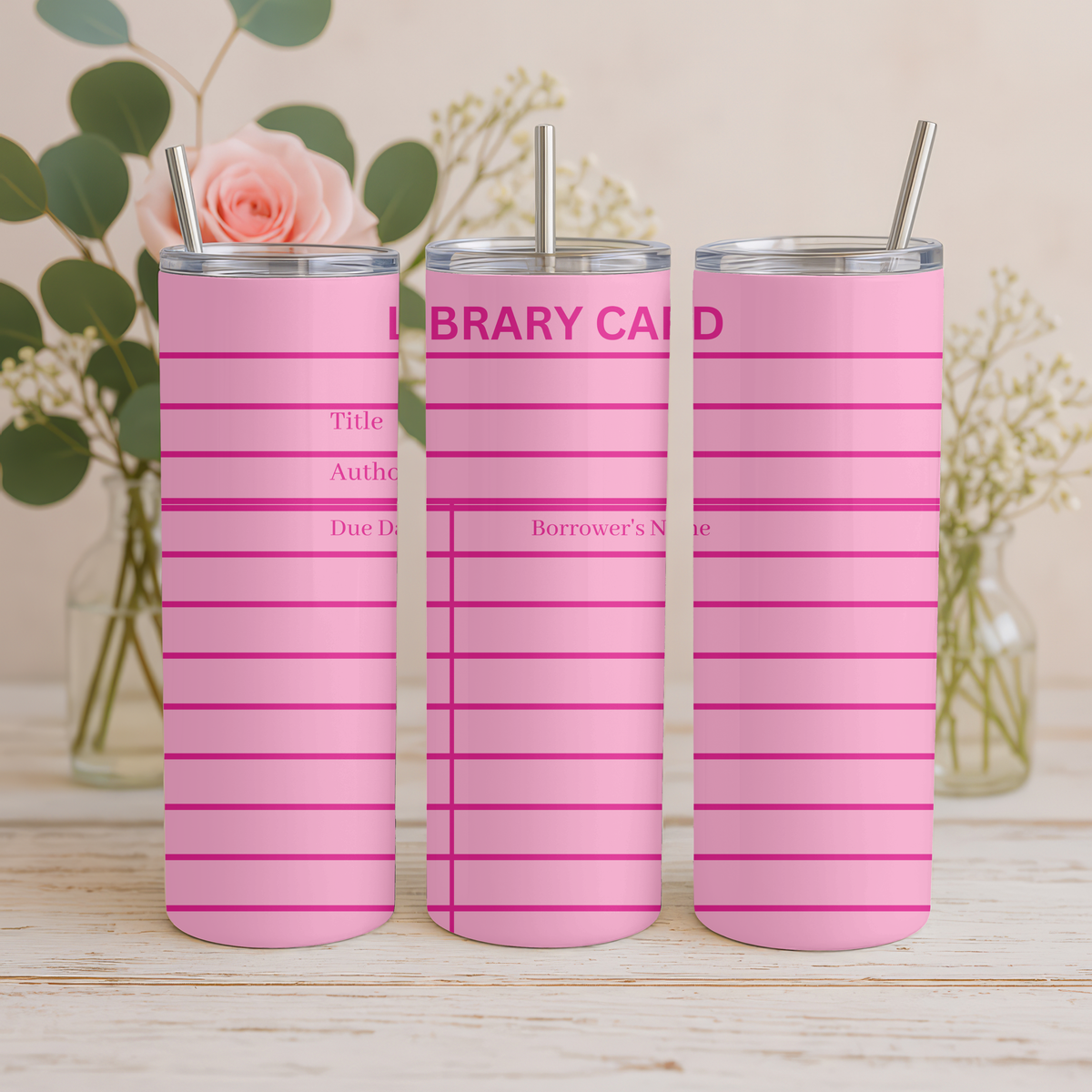 Pink Library Card Tumbler Wrap
