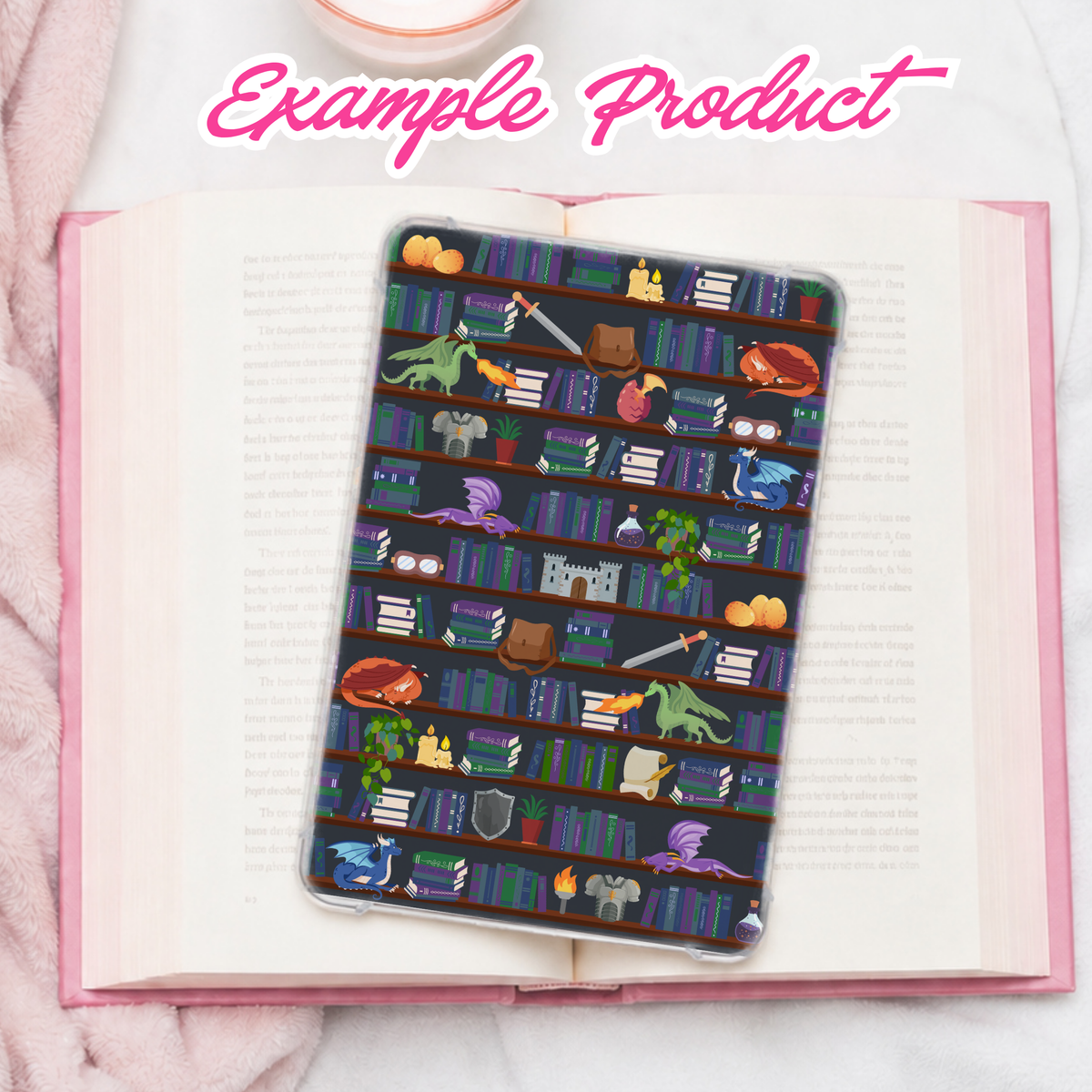 Dragon Rider Bookshelf Seamless Pattern
