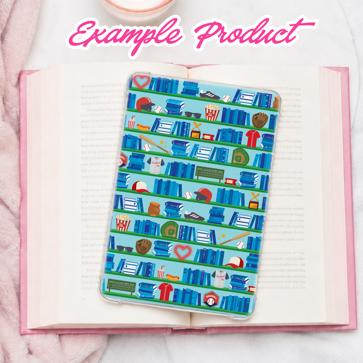 Baseball Romance Bookshelf Seamless Pattern