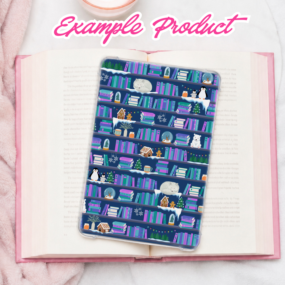 Winter Bookshelf Seamless Pattern