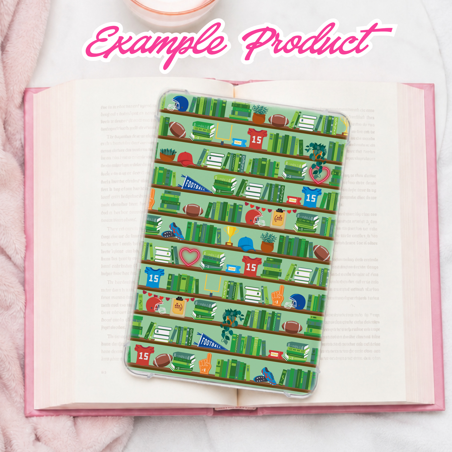 Football Romance Bookshelf Seamless Pattern