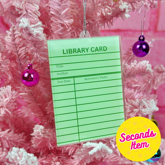 SECONDS: Green Library Card Ornament