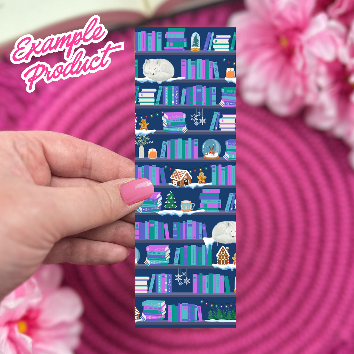 Winter Bookshelf Seamless Pattern