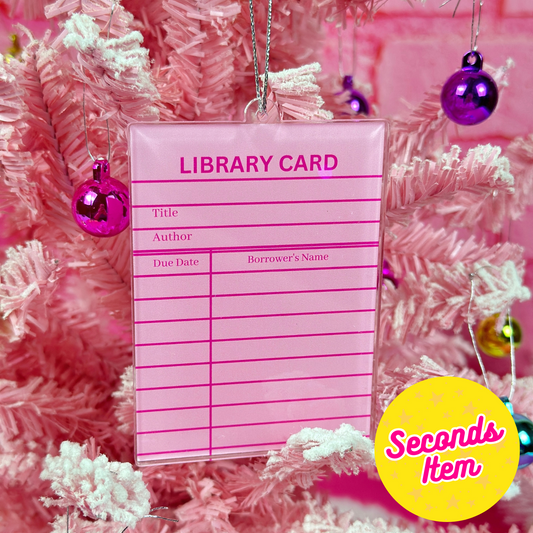 SECONDS: Pink Library Card Ornament