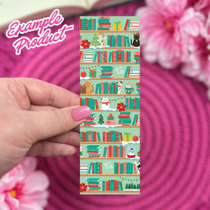 Christmas Cats Bookshelf Seamless Pattern