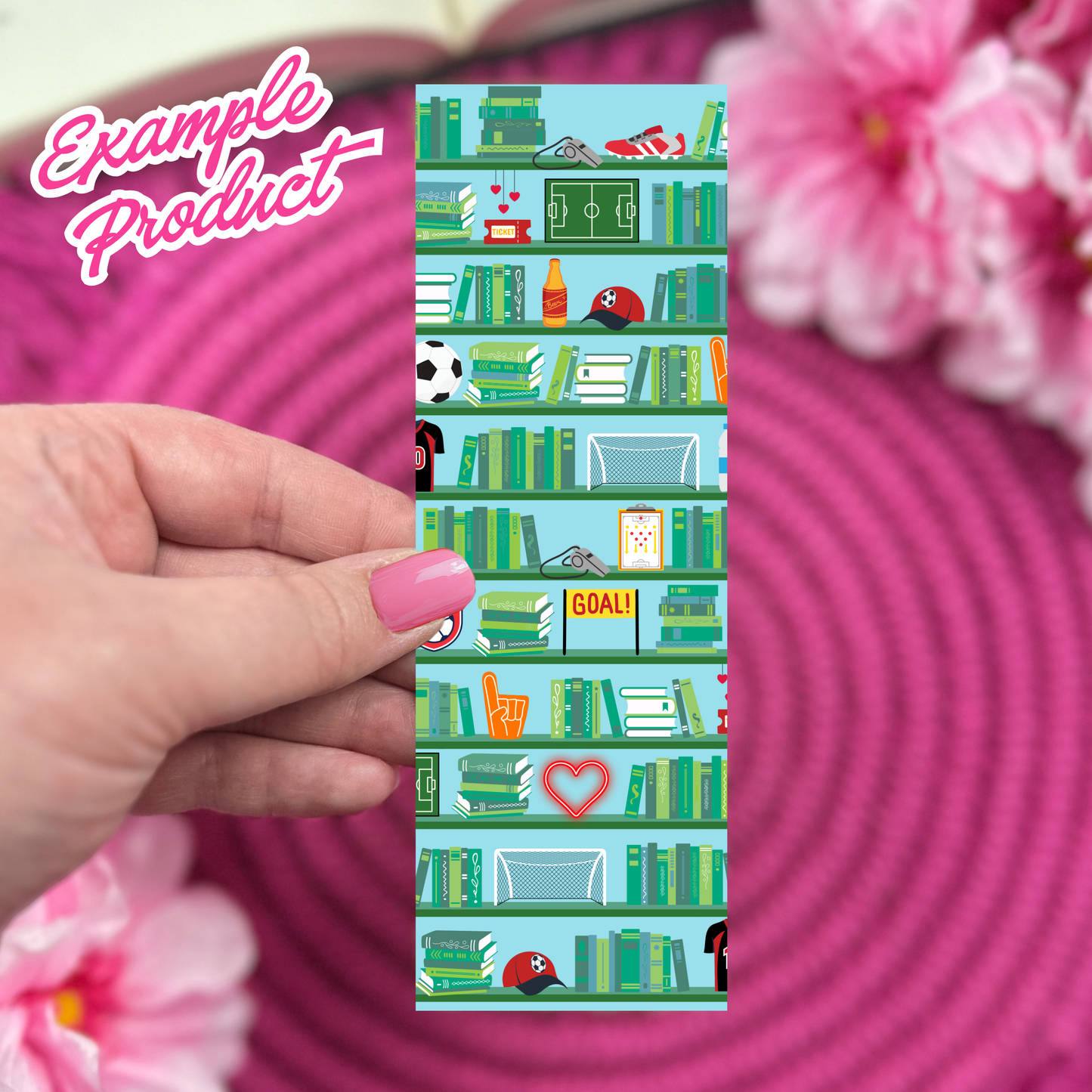 Soccer Romance Bookshelf Seamless Pattern