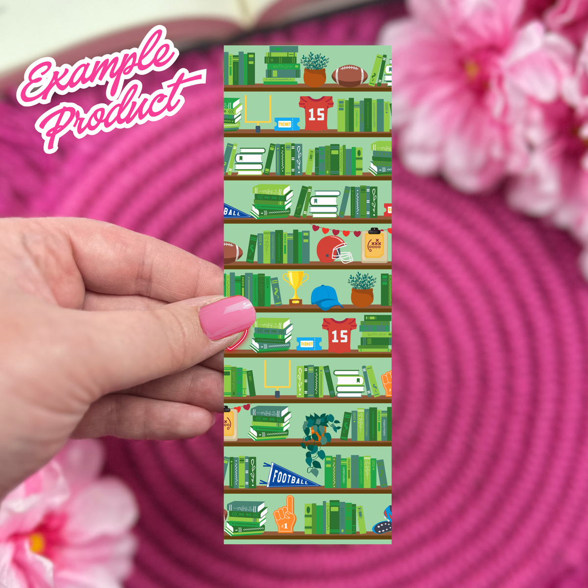 Football Romance Bookshelf Seamless Pattern