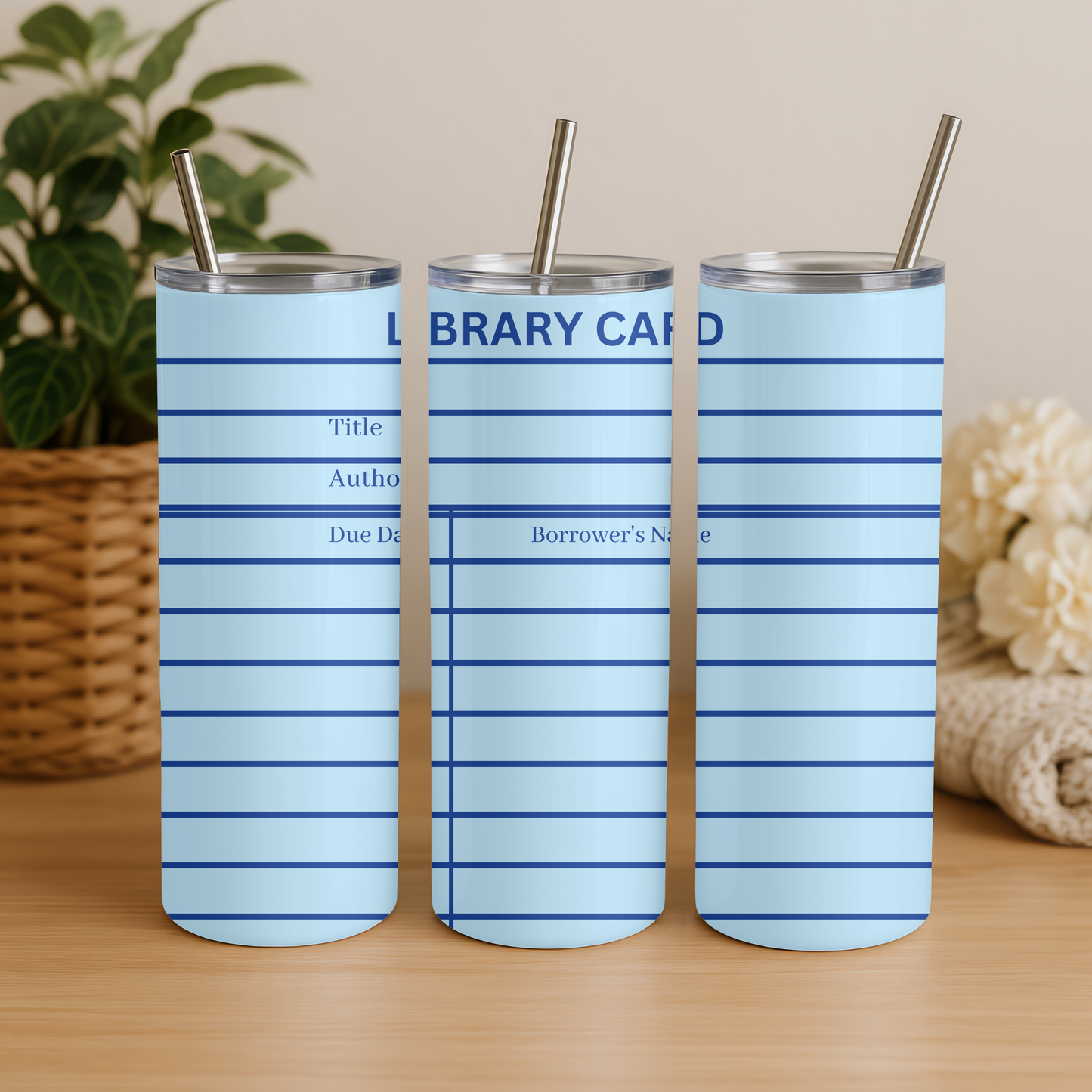 Blue Library Card Tumbler Wrap