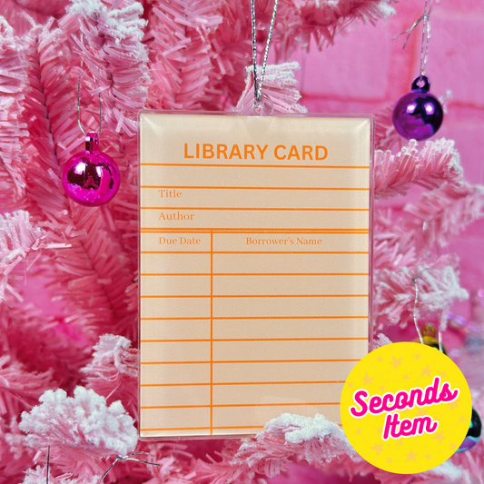 SECONDS: Orange Library Card Ornament