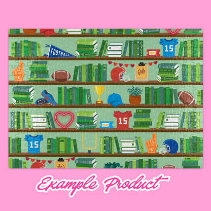 Football Romance Bookshelf Seamless Pattern