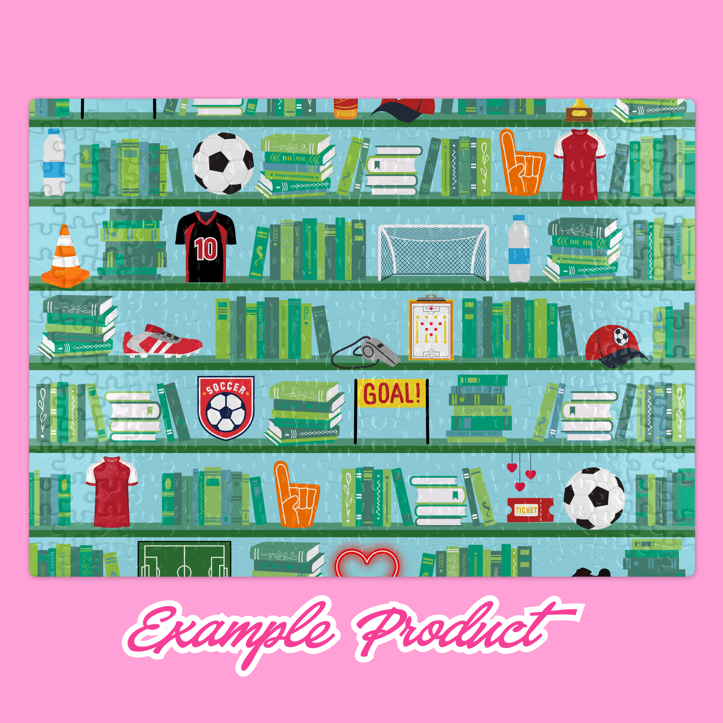 Soccer Romance Bookshelf Seamless Pattern