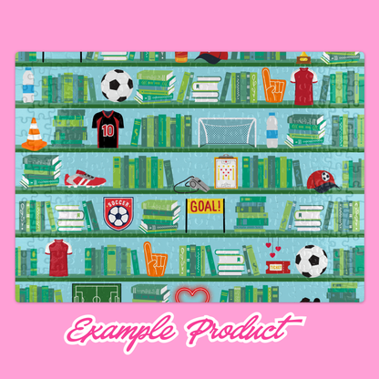 Soccer Romance Bookshelf Seamless Pattern
