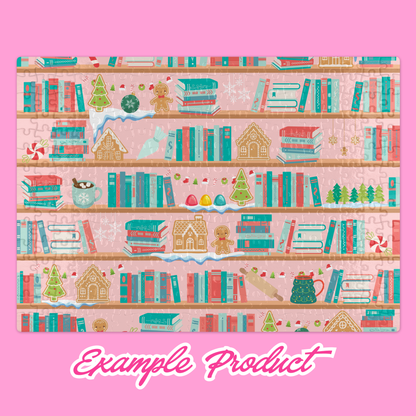 Gingerbread Bookshelf Seamless Pattern