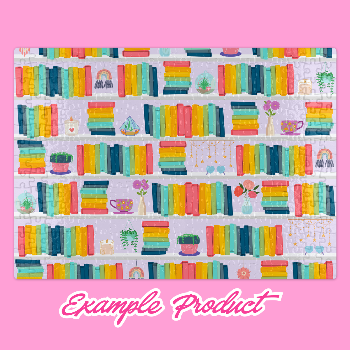 Rainbow Bookshelf Seamless Pattern