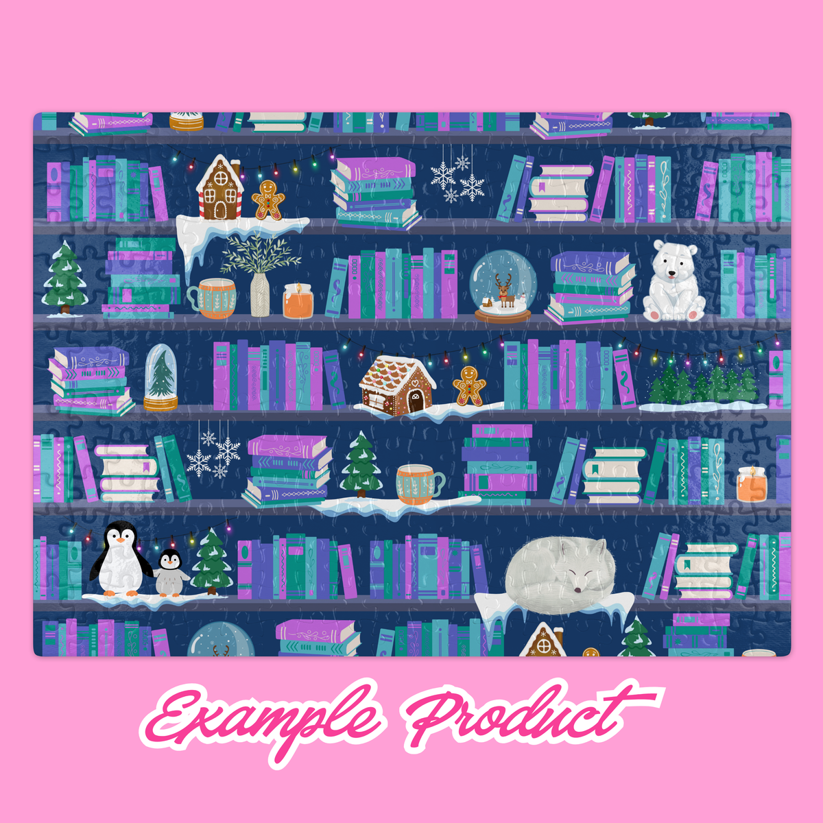 Winter Bookshelf Seamless Pattern